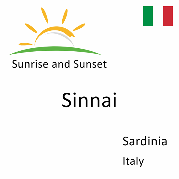 Sunrise and sunset times for Sinnai, Sardinia, Italy