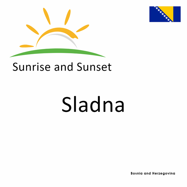 Sunrise and sunset times for Sladna, Bosnia and Herzegovina