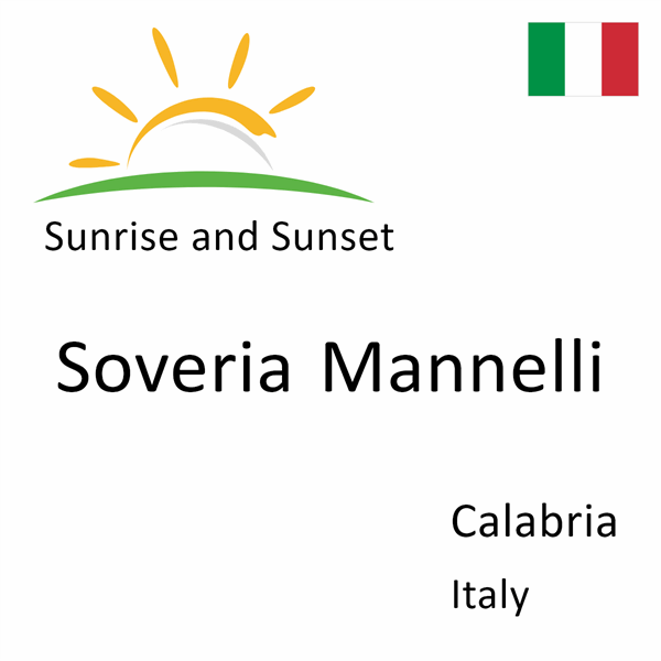 Sunrise and sunset times for Soveria Mannelli, Calabria, Italy