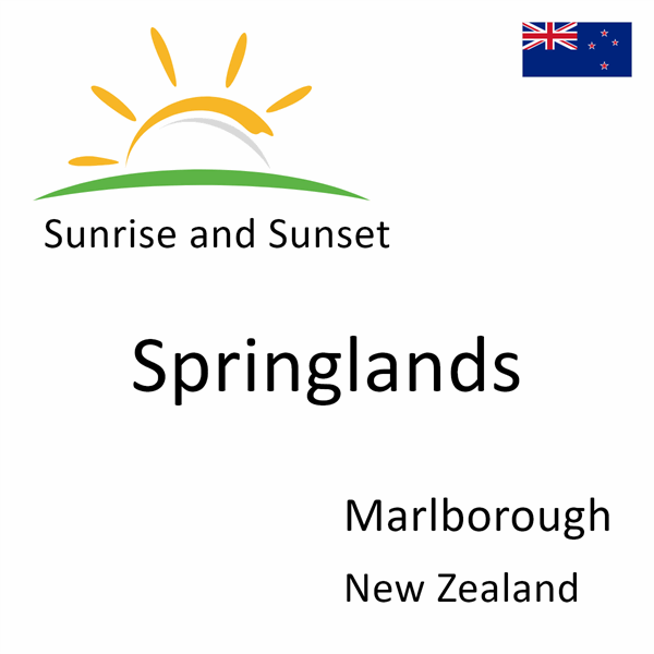 Sunrise and sunset times for Springlands, Marlborough, New Zealand