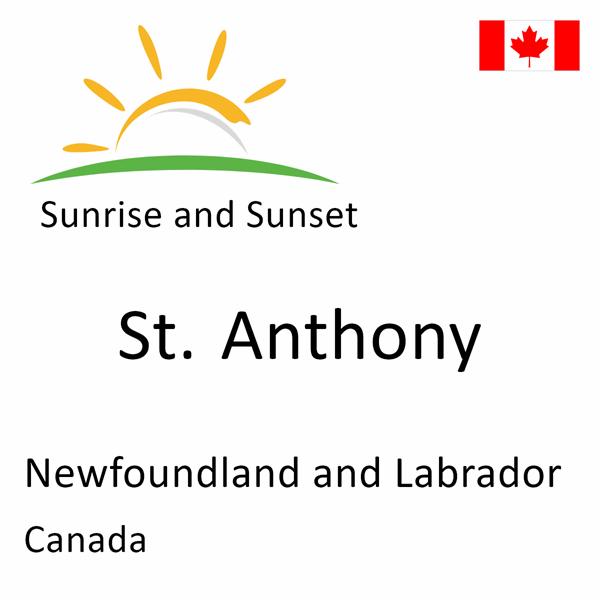 Sunrise and sunset times for St. Anthony, Newfoundland and Labrador, Canada
