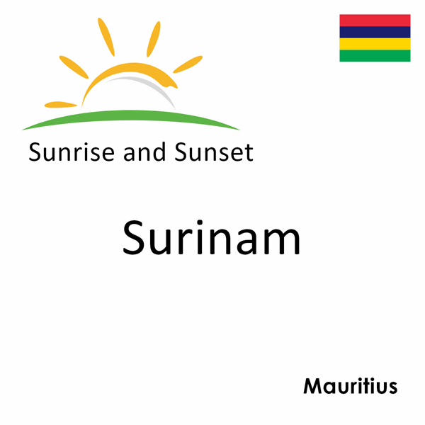 Sunrise and sunset times for Surinam, Mauritius
