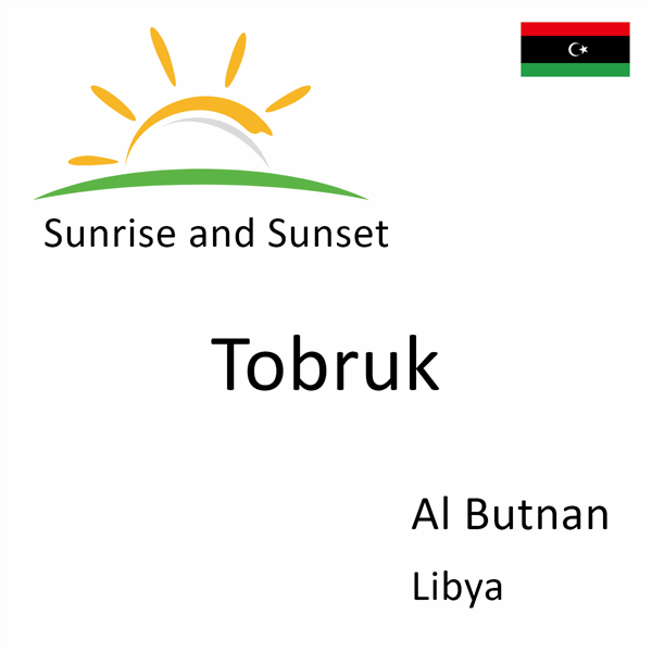 Sunrise and sunset times for Tobruk, Al Butnan, Libya