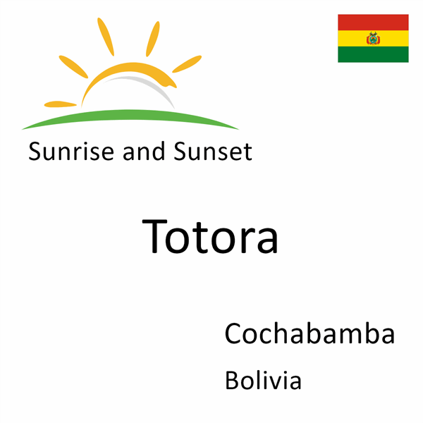 Sunrise and sunset times for Totora, Cochabamba, Bolivia