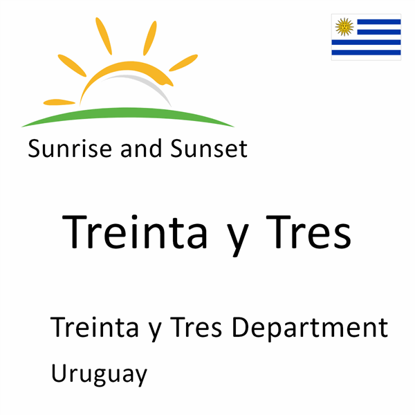 Sunrise and sunset times for Treinta y Tres, Treinta y Tres Department, Uruguay