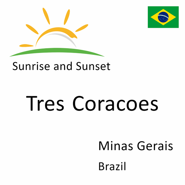 Sunrise and sunset times for Tres Coracoes, Minas Gerais, Brazil