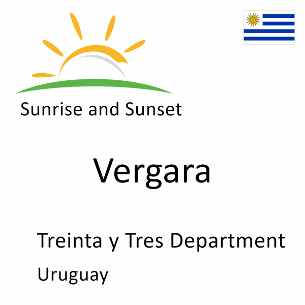 Sunrise and sunset times for Vergara, Treinta y Tres Department, Uruguay