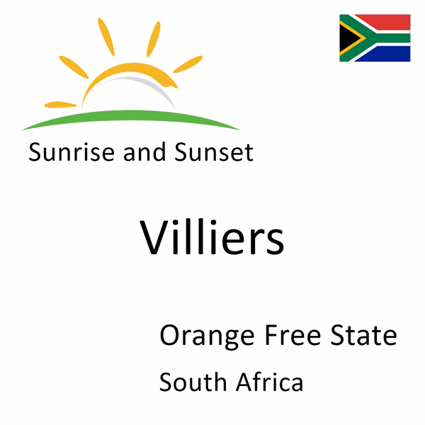 Sunrise and sunset times for Villiers, Orange Free State, South Africa