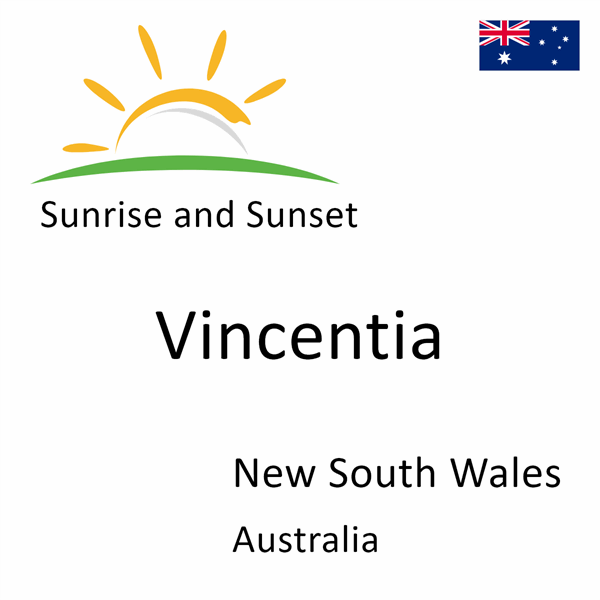 Sunrise and sunset times for Vincentia, New South Wales, Australia