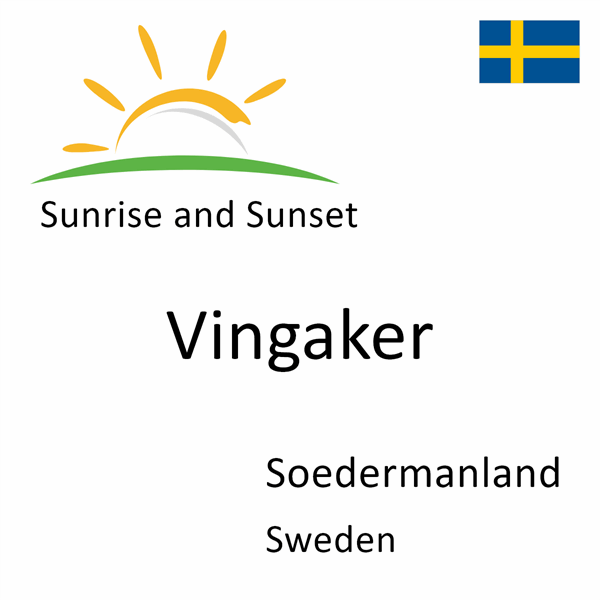 Sunrise and sunset times for Vingaker, Soedermanland, Sweden
