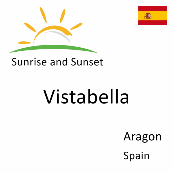 Sunrise and sunset times for Vistabella, Aragon, Spain