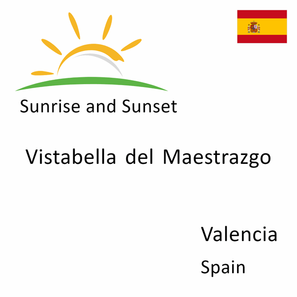 Sunrise and sunset times for Vistabella del Maestrazgo, Valencia, Spain