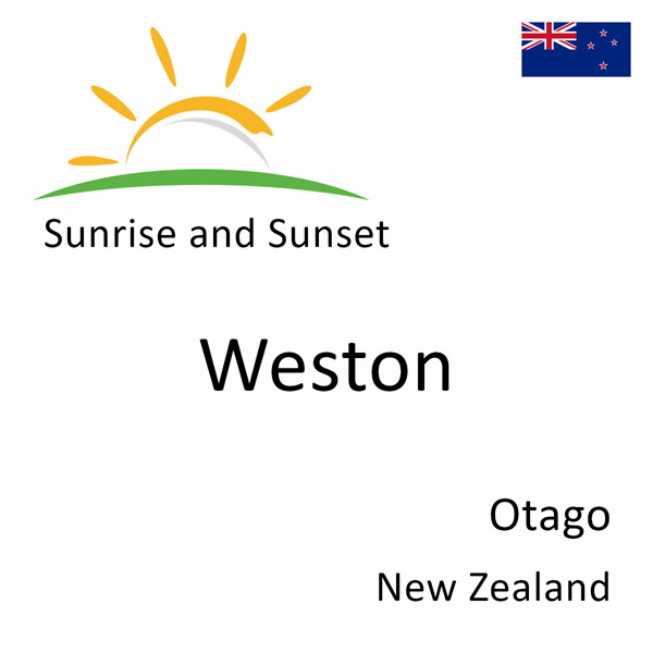 Sunrise and sunset times for Weston, Otago, New Zealand