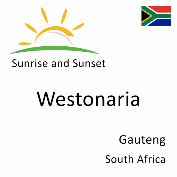 Sunrise and sunset times for Westonaria, Gauteng, South Africa