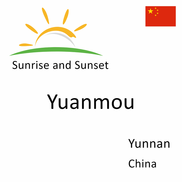 Sunrise and sunset times for Yuanmou, Yunnan, China