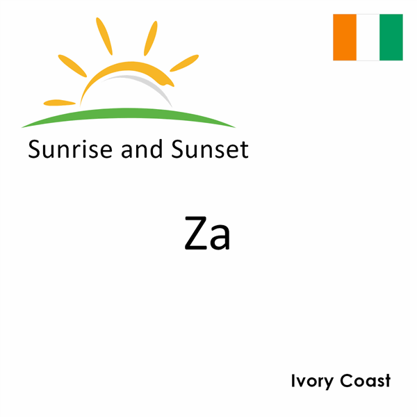 Sunrise and sunset times for Za, Ivory Coast