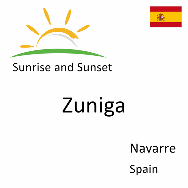 Sunrise and sunset times for Zuniga, Navarre, Spain